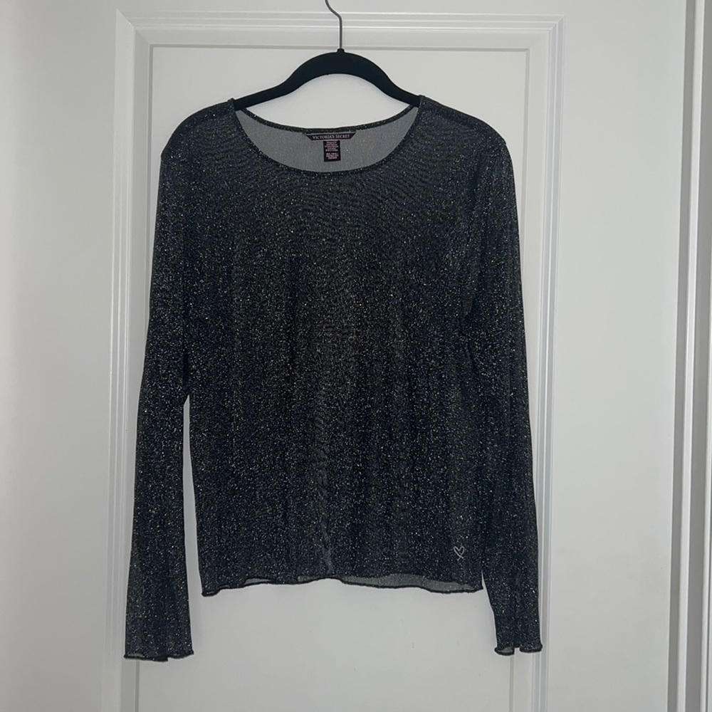 Sheer sparkly black top